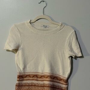 Madewell Cream and Brown Patterned Sweater